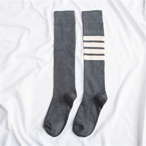 Student Cotton Sport Hosiery Striped Socks Knee High Socks Women Stockings