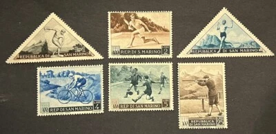 Travelstamps: 1953 San Marino Stamps Sports Mint No Gum MNG - Image 1 of 4