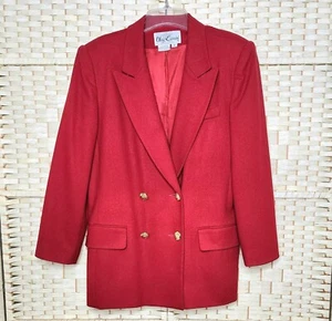 Blazer vintage Oleg Cassini rojo 100 % lana talla 8 - Imagen 1 de 12