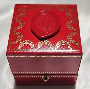 Vintage Cartier Ring Box White Satin Lining Red Leather Wax Seal Swiss Made - Picture 1 of 14