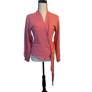 NWT Old Navy Women's Wrap Around Top Pink Tie Long Sleeve Size XS - Picture 1 of 6
