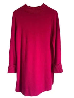 Vestido Suéter Túnica Chico's Talla 2/Grande Rojo Cuello Simulado Mezcla Acrílico Foto 1 de 4