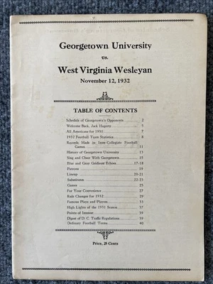 Georgetown University VS West Virginia Wesleyan VTG 1932 Football Program 11/12 - Image 1 of 4