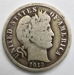 Moneda de diez centavos de barbero P 1913 en muy buen estado ¡Lo calificas! Moneda 90% Plata Tipo ¡Envío Gratis! - Imagen 1 de 4