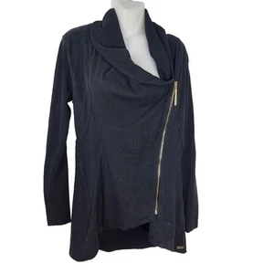 Calvin Klein Performance Quick Dry Sweater Jacket Medium Asymmetrical Zip Black - Picture 1 of 11