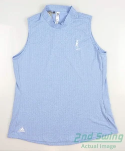 New W/ Logo Womens Adidas Golf Sleeveless Polo Medium M Blue MSRP $65 - Picture 1 of 3