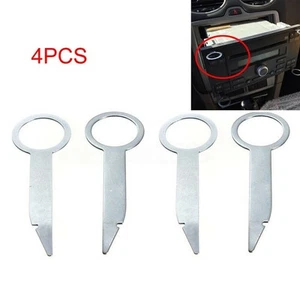 4 Pieces Auto New Car Radio Removal Tools 8cm Release Tool Keys Silver - Picture 1 of 12