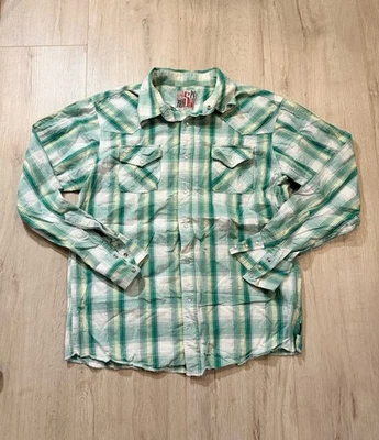 Vintage Rusty Men’s Long Sleeve Shirt 100% Cotton Green plaid Sz L  - Image 1 of 4