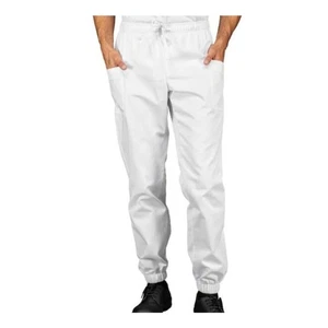 Pantalón Cocinero Médico Unisex Ibiza Blanco Con Elástico - ISACCO - Enfermero - Imagen 1 de 3
