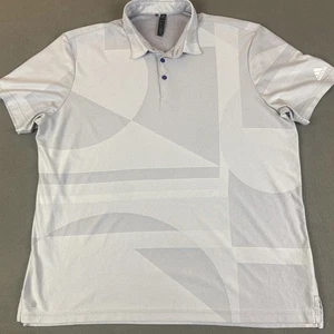 Adidas Polo Shirt Mens XXL Gray Geometric Golf Performance Breathable Wicking - Picture 1 of 9