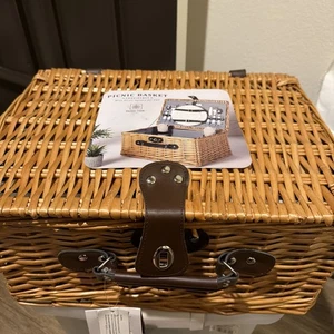 Picnic Time for Two Picnic Basket Brown - Picture 1 of 3