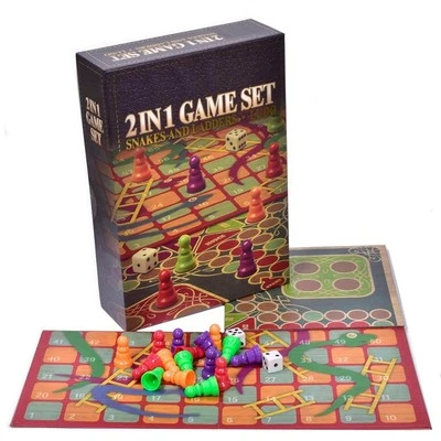 2 IN 1 TRADITIONAL BOARD GAME SNAKES & LADDERS AND LUDO FOLDING BOARD GAME SET  - Image 1 of 3