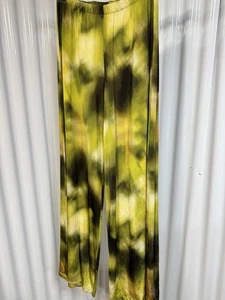 Pantaloni Bryn Walker gamba larga flood taglia small tinta incrociata iridescenti lino tasche - Foto 1 di 6