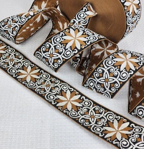 Vintage Roll Sixty-Seven Stars braun/weiß/schwarzer Rand/Band/Riemen neu aus altem Lagerbestand Gitarre - Bild 1 von 5