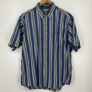 L.L. Bean Short Sleeve Button Shirt Men's L Tall Multicolor Vertical Striped Vtg - Picture 1 of 12