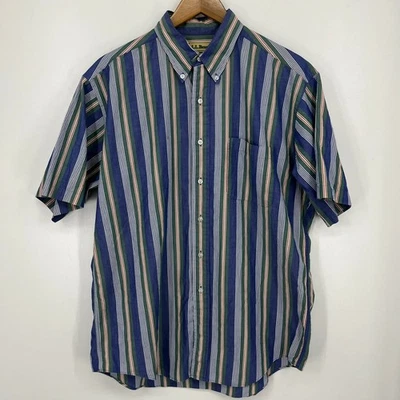 L.L. Bean Short Sleeve Button Shirt Men's L Tall Multicolor Vertical Striped Vtg - Image 1 of 4
