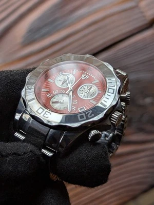 Swiss Legend Tungsteno NUEVO OldStock Pulsera Esfera Naranja Reloj Cronógrafo Raro Foto 1 de 4