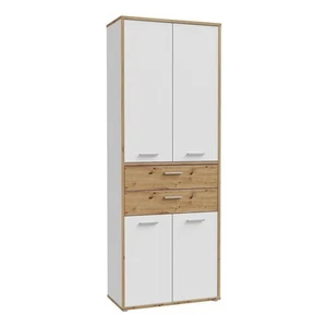 Büroschrank Aktenschrank 4 Türen 2 Schubladen Artisan Eiche Dekor Weiß 85x227 cm - Bild 1 von 7