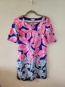 Lilly Pulitzer Damen Rosa Bedrucktes Schulterfreies Kurzarm Etuikleid Größe XS - Bild 1 von 5