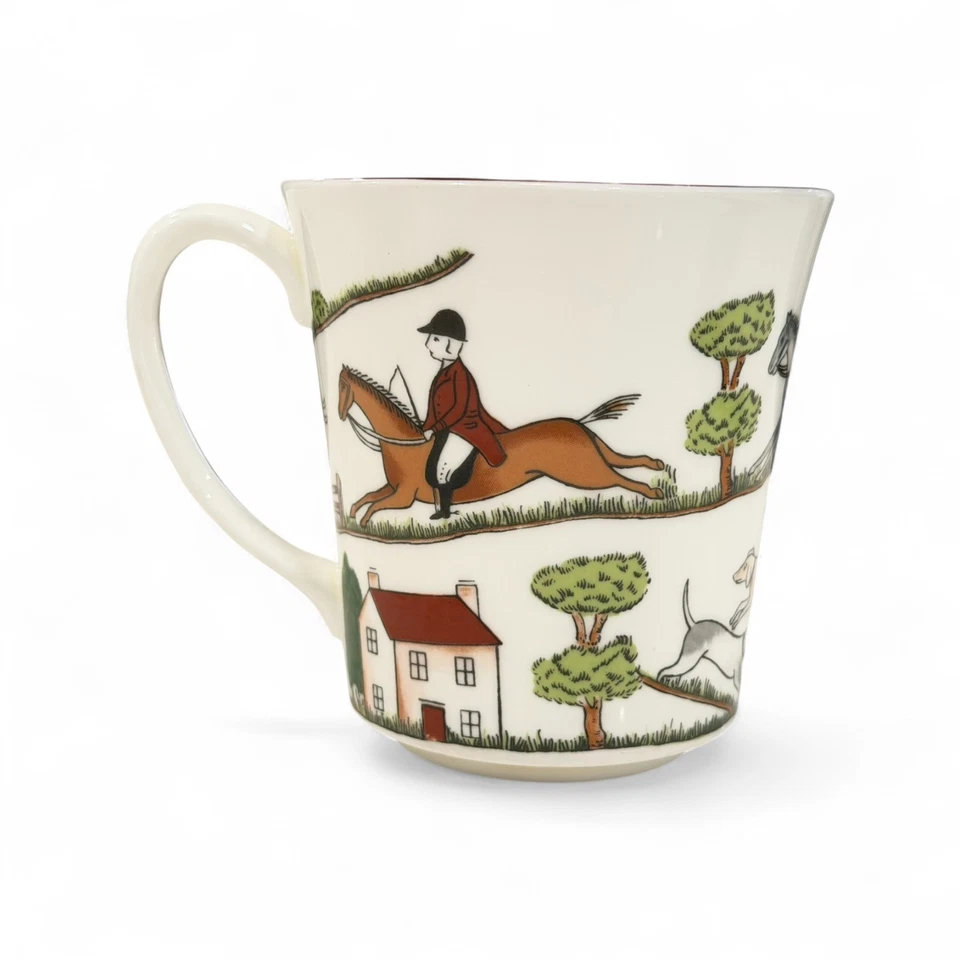 Coalport Hunting Scene Mug Fine Bone China England Horses Dogs Vintage Cup - Image 1 of 4
