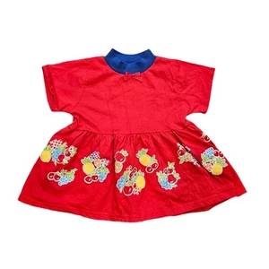 Vtg Buster Brown Fruit Print Tunic Dress Girls Size 6x Red 90s USA Made - Picture 1 of 10