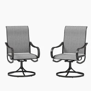 Outdoor Dining Chairs Set of 2 Swivel Patio Chairs High Back Armchairs - Picture 1 of 9
