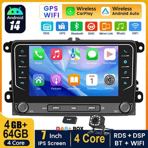 Für VW Golf 5 6 PLUS Touran 7" Android14 Autoradio Navi BT FM SWC 2+64G GPS RDS - Bild 1 von 18