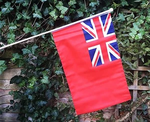 RED ENSIGN 18" x 12" LARGE HAND WAVING COURTESY FLAG & POLE - Picture 1 of 1