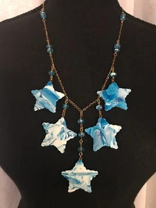 BLAU & WEISS STERNFORM OHRRINGE UND HALSKETTE SCHMUCK SET - Bild 1 von 13
