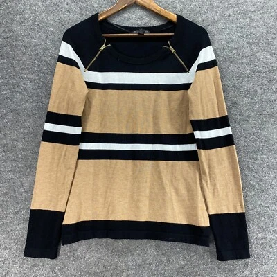 Suéter pulôver feminino INC International Concepts G grande bege malha listrada - Imagem 1 de 4