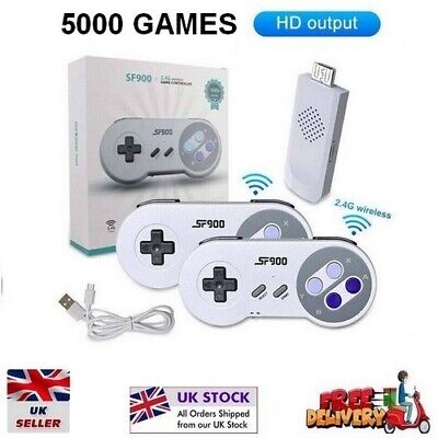 Sf900 5000 Game Mini Gaming Console For Snes + Nes - 2.4g Wireless Controllers • 24.99£