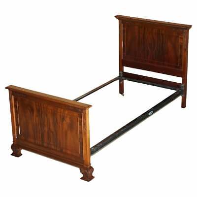 Antique Honduras Mahogany English Hand Carved With Castors Single Bed Frame • 1618.65£