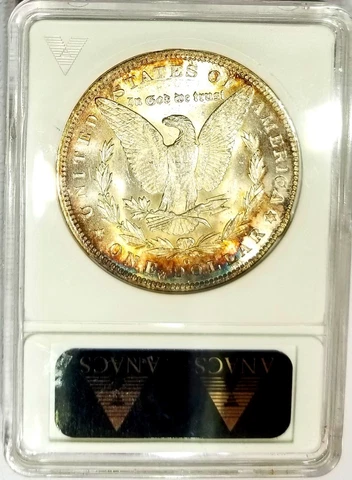 1885-O  Morgan Dollar ANACS MS 63 Old Holder Beautifully Toned Reverse Frosty ! Cover