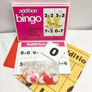 VTG 70s Addition Bingo Game Complete 36 Players Educational Homeschool Learning - Picture 1 of 9