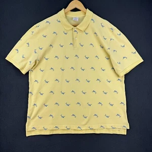Brooks Brothers 346 camicia uomo XL gialla manica corta pesce stampa all over - Foto 1 di 10