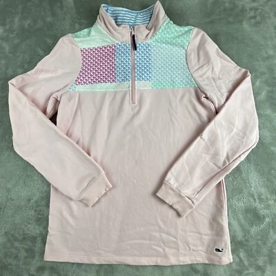 Pulôver Vineyard Vines Target meninas XL 14/15 rosa 1/4 zíper patchwork baleia juventude - Imagem 1 de 4