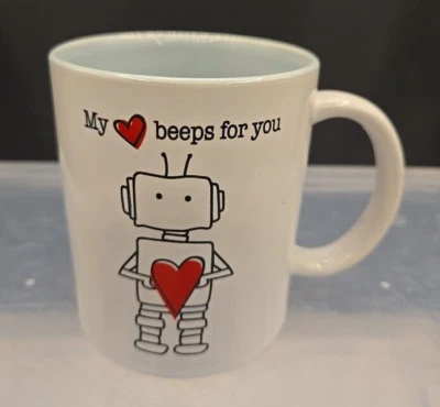Taza de café Ganz "My Heart Beeps mfor you" Robot Nerd Lindo Regalo Nuevo Foto 1 de 4