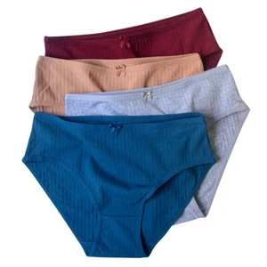 Bragas de algodón cómodas de 8 piezas para damas calzoncillos de algodón a rayas de color liso - Imagen 1 de 36
