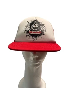 Jasido Rojo/Blanco Estilo Camionero Sombrero Ajustable Snapback NUEVO con Etiqueta Calavera/Salpicaduras - Imagen 1 de 11