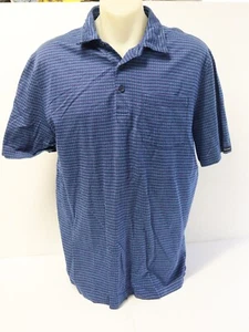 Gazman Men's Blue Check Mercerised Cotton Polo Shirt - Size Medium - Picture 1 of 6
