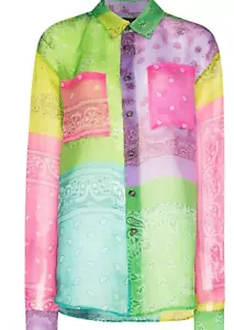 Natasha Zinko, camicia organza stampa bandana. Taglia 36. RRP £459. Nuovo - Foto 1 di 9