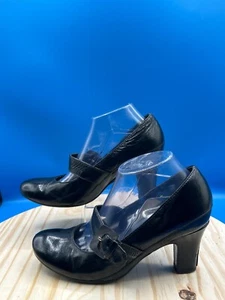 Clarks Mary Jane Artisan 87400 Women's Sz 8.5M Black Patent Leather Buckle Strap - Picture 1 of 10
