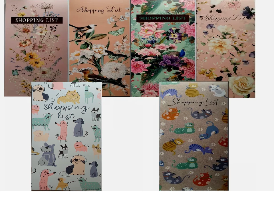 Shopping List Fridge Magnetic Notepad Floral, Cat, Dog Memo Pad - 70 Sheets - Image 1 of 3