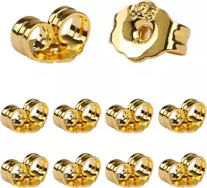10Pcs 14K Gold Hypoallergenic Earring Backs, Secure Locking for Stud Earrings... - Picture 1 of 12