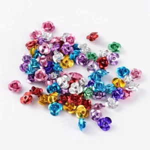 100 BULK Beads Aluminum Rose Flower Beads Assorted Lot 6mm Jewelry Supplies - Picture 1 of 1