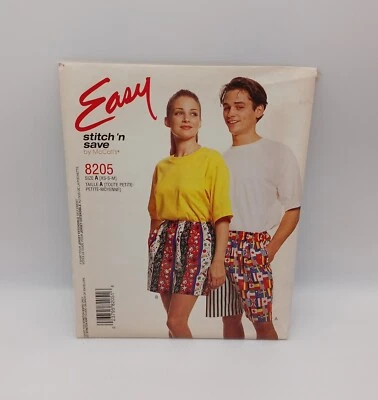 McCall's Easy Stitch n Save Pattern 8205 Size A XS S M Misses Mens T Shirt Short - Image 1 of 4