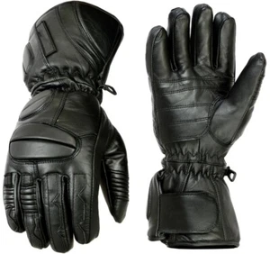 GUANTES DE MOTOCICLETA ACOLCHADOS DE CUERO REAL PARA HOMBRE INVIERNO TÉRMICO RESISTENTE AL AGUA - Imagen 1 de 2