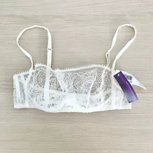 Princesse Tam Tam Betty Bra Sz 34C Ivory Floral Lace Sheer Underwire Unlined New - Picture 1 of 11