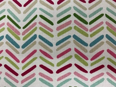 FRANK THOMAS INTERIORS Dinky Chevron Rosa Aqua Baumwolle Vorhang Rollo Handarbeit Stoff