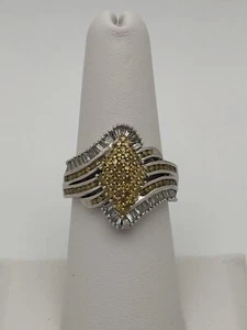 Anello STS Chuck Clemency Diamante Giallo e Bianco Argento Sterling 925 Misura 7 - Foto 1 di 14